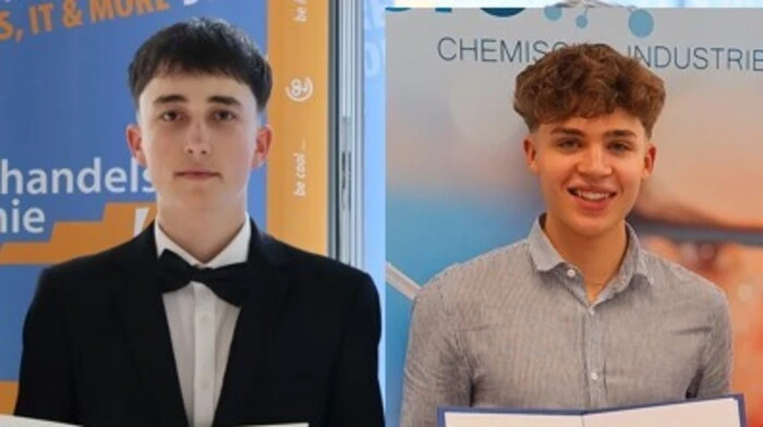 Die beiden Maturanten Maurice Gschiel (l.) und David Zwigl sorgten mit ihren schulischen und wissenschaftlichen Leistungen für viel Anerkennung