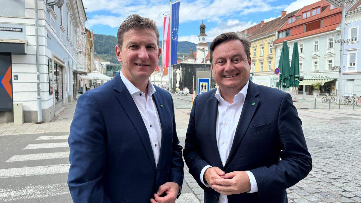 Die beiden ÖVP-Nationalratsabgeordneten Kurt Egger (l.), Generalsekretär des Wirtschaftsbundes Österreich, und Andreas Kühberger, Bürgermeister von Mautern