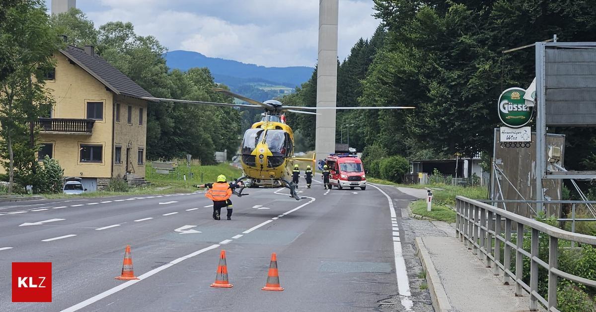 Unfall-auf-der-B63-Motorradfahrer-wurde-mit-Helikopter-ins-Spital-geflogen