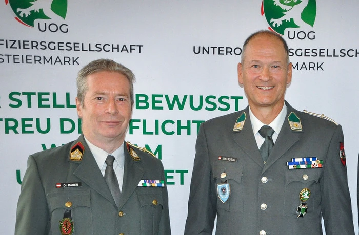 Die Präsidenten Karl Bauer (Offiziersgesellschaft) und Andreas Matausch (Unteroffiziersgesellschaft)