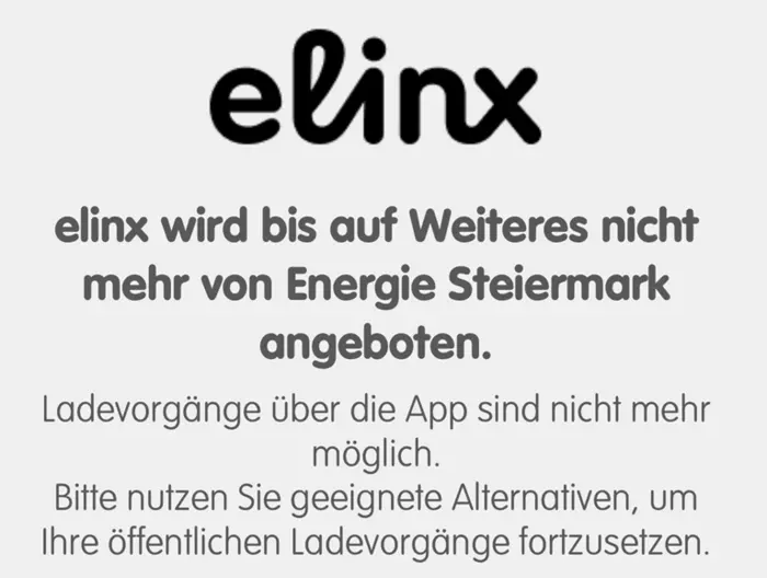 Das tauchte am Screen der elinx-Kunden auf