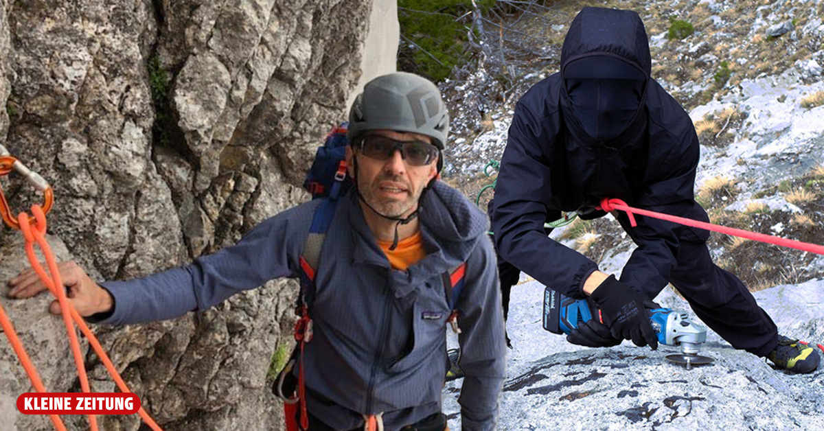 Damaged Kickl climbing route: Ideology on the mountain