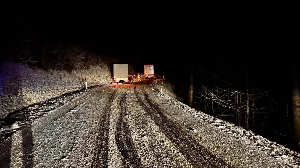 Auf ca. 1000 Meter Seehöhe kam der Lkw nicht mehr weiter