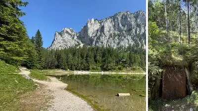 Rätselraten um einen Stollen (Eingang rechts) in der Nähe des Grünen Sees