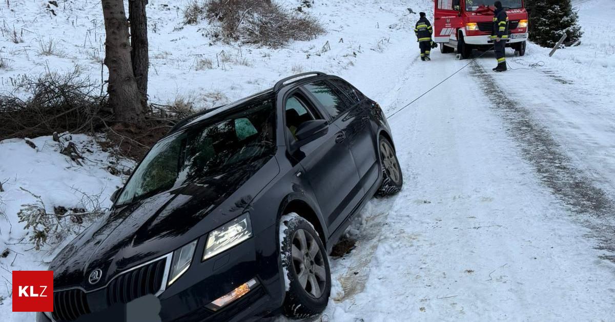 Am-Lachtal-Schneefahrbahn-wurde-zum-Verh-ngnis-Auto-blieb-stecken