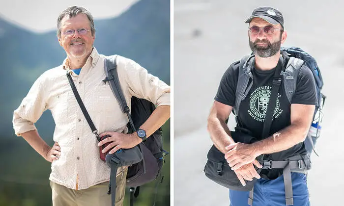 Die beiden Leiter des Gletschermessdiensts Gerhard Karl Lieb und Andreas Kellerer-Pirklbauer