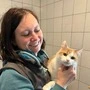 Alice Siebenbrunner ist seit zwanzig Jahren im Tierschutz tätig. Hier kuschelt sie mit der zutraulichen „Shiva“, die auch noch ein Zuhause sucht