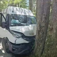 In einem Waldstück in Steirisch Tauchen war der Lenker eines Paketdienstes von der Fahrbahn abgekommen