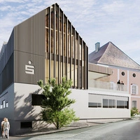 So soll die Sparkasse Pöllau in Zukunft aussehen. Eine Fassade aus Metall war laut dem Vorstand der Bank Auflage der Ortsbildsachverständigen