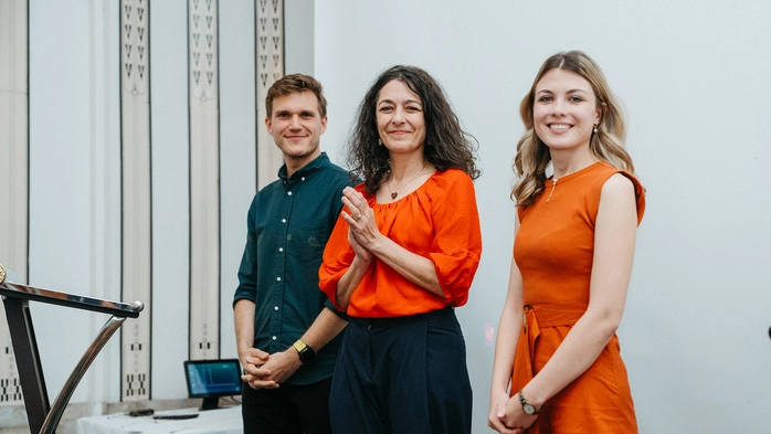 Neues Sprechertrio bei den Grünen: Sandra Krautwaschl mit ihren Stellvertretern Markus Konrad und Anna Binder (re.).