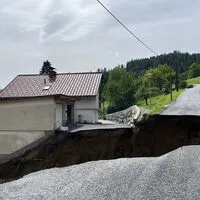Beschädigte Straße in Übelbach
