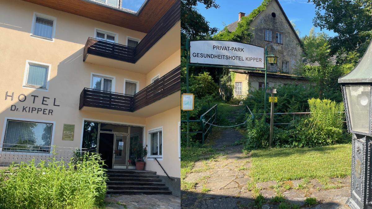 Gegenüber vom Drei Quellen Hotel Dr. Kipper in Bad Gams liegt der mittlerweile geschlossene Privatpark samt Abfüllanlage 