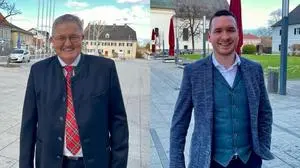Das Bild zeigt die Wahlgewinner der Gemeinderatswahl 2025: Bürgermeister Josef Waltl von der Liste aller Wieser links im Bild und Konstantin Leitinger von der FPÖ rechts im Bild | Zu den Wahlgewinnern zählt die Liste aller Wieser mit ihrem Spitzenkandidaten Bürgermeister Josef Waltl (l.) und die FPÖ mit Spitzenkandidat Konstantin Leitinger (r.)