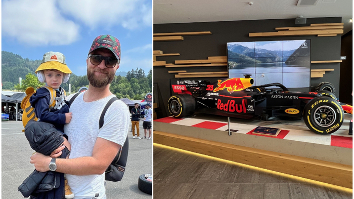Nicolas (2) und sein Papa Vassili genießen das vielseitige Programm am zweiten Tag der Red Bull Ring Classics 2024
