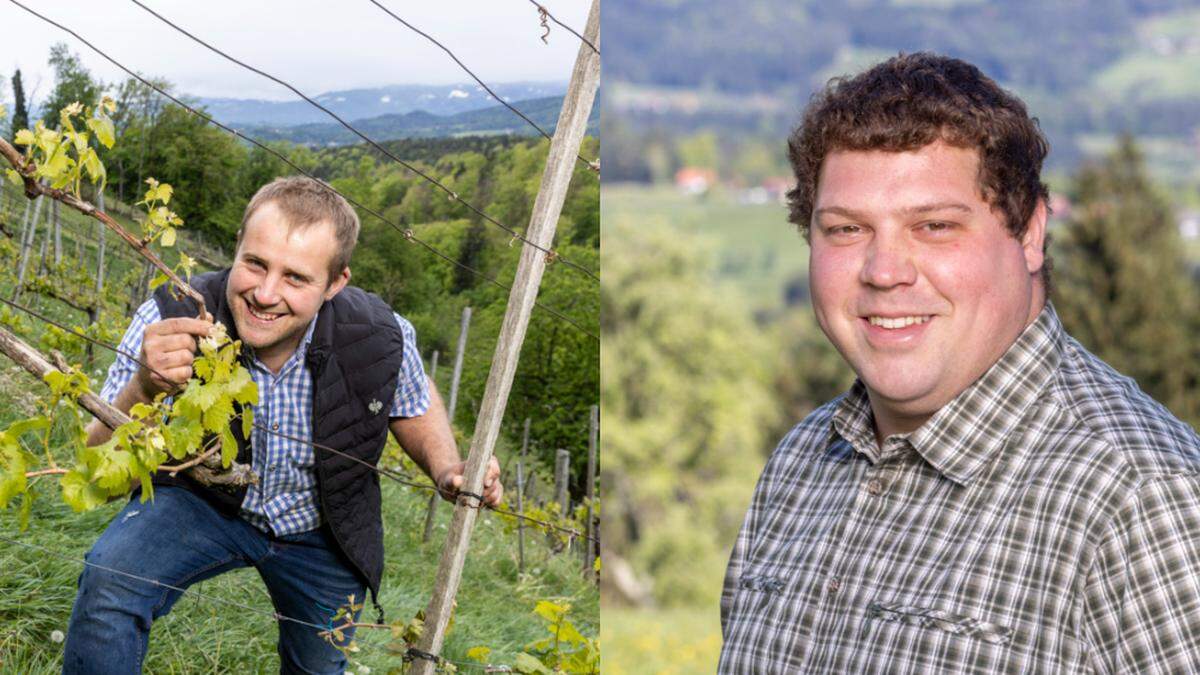 Links: Domenik im Weingarten seiner Familie. Rechts: Peter lebt auf einem Bergbauernhof, den sein Großvater aufgebaut hat