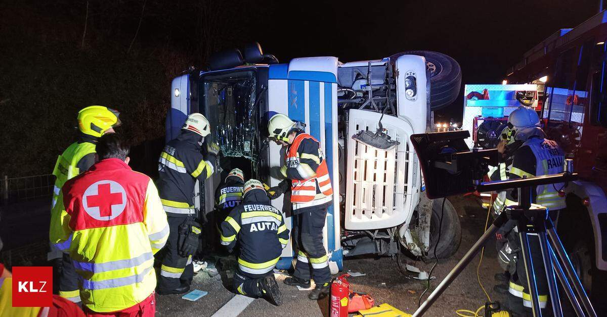 Vierstündige Sperre auf der A2 Alkoholisierter Lkw Lenker bei Unfall