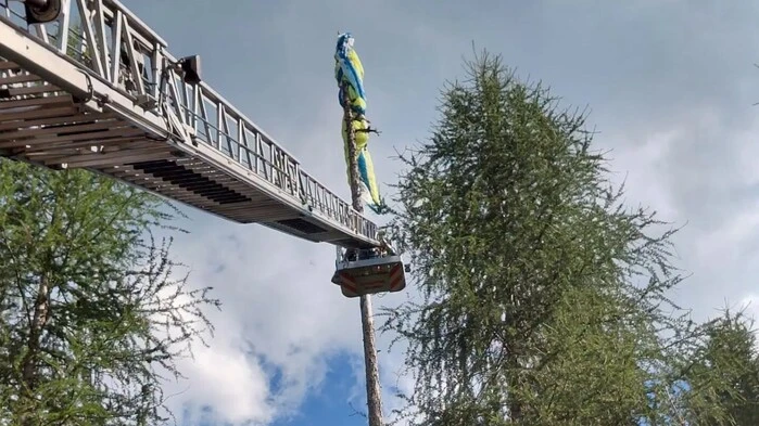 An diesem morschen Baum blieb der Gleitschirm hängen