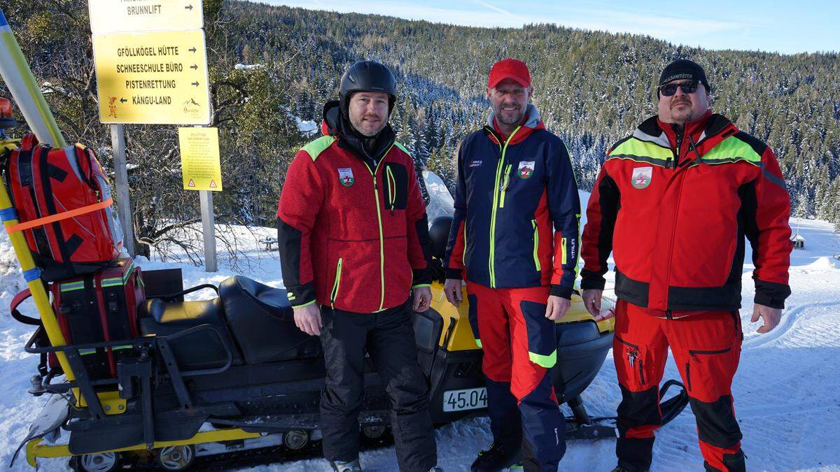 Andreas Peking, Manfred Felbermaier und Josef Hausegger von der Pistenrettung Steiermark