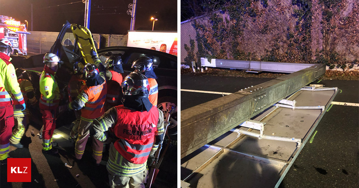 -Mit-Auto-wie-auf-Schanze-abgehoben-Anzeigetafel-st-rzte-auf-Stra-e