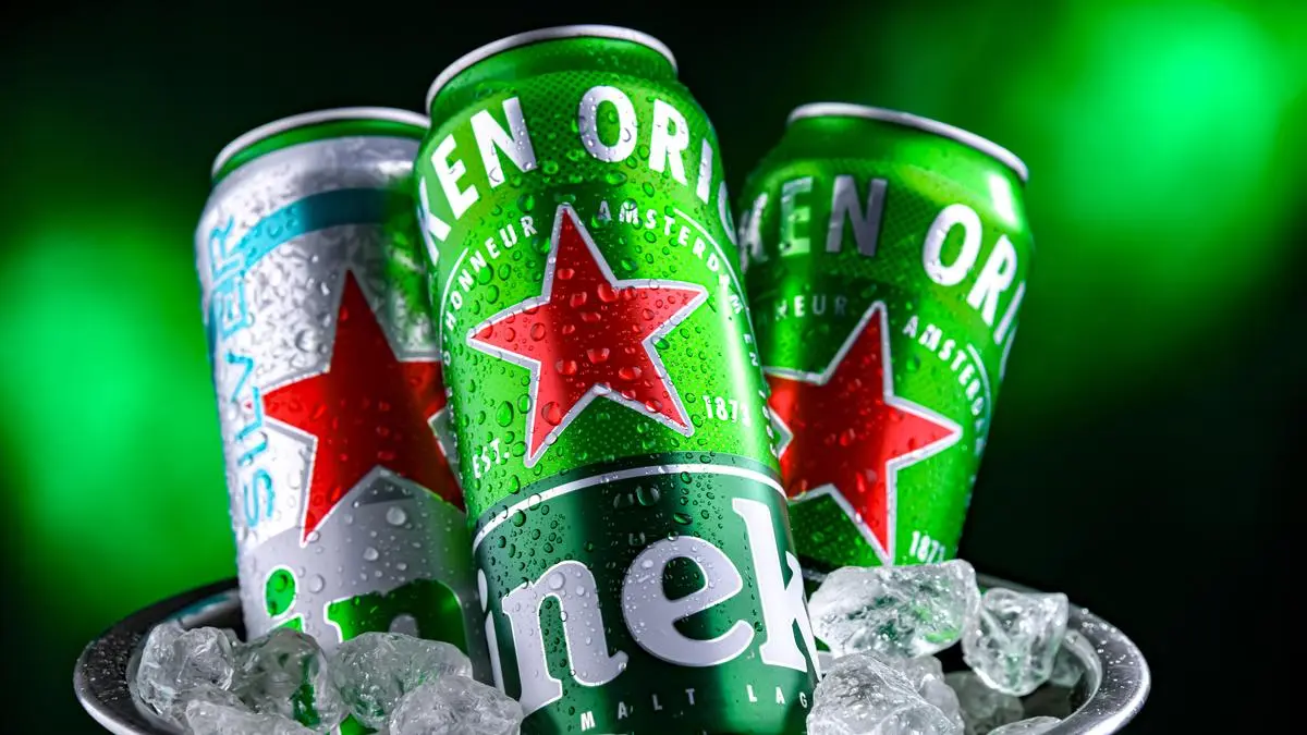 POZNAN, POL - APR 01, 2025: Cans of Heineken beer produced by the Dutch brewing company Heineken N.V.