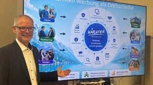 Kärnten Werbung-Chef Klaus Ehrenbrandtner bei der Präsentation der neuen Aufgaben im Büro der Kärnten Werbung in Klagenfurt