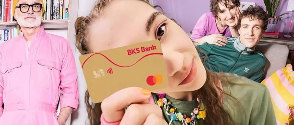 Sujets aus dem neuen Digitalauftritt der BKS Bank für die BKS-Mastercard, den Silberkredit und den Wohnkredit