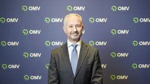 OMV-Chef Alfred Stern in London (im Hintergrund ist das neue OMV-Logo zu sehen)