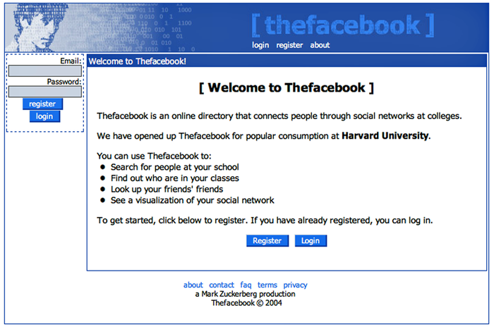 TheFacebook im Jahr 2004