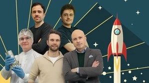 Jakob Moder und Erik Gerstl (Zyglox), Florian Günther (Space-Lock), Maximilian Grandi (Duramea) und Martin Mössler (Science Park Graz) 