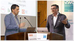 René Willegger (links) und Jürgen Mandl diskutierten mit Timo Springer und Siegfried Huber über die Arbeitswelten von heute und morgen 